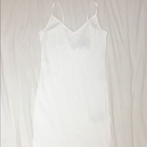White-Ribbed Knit Dress